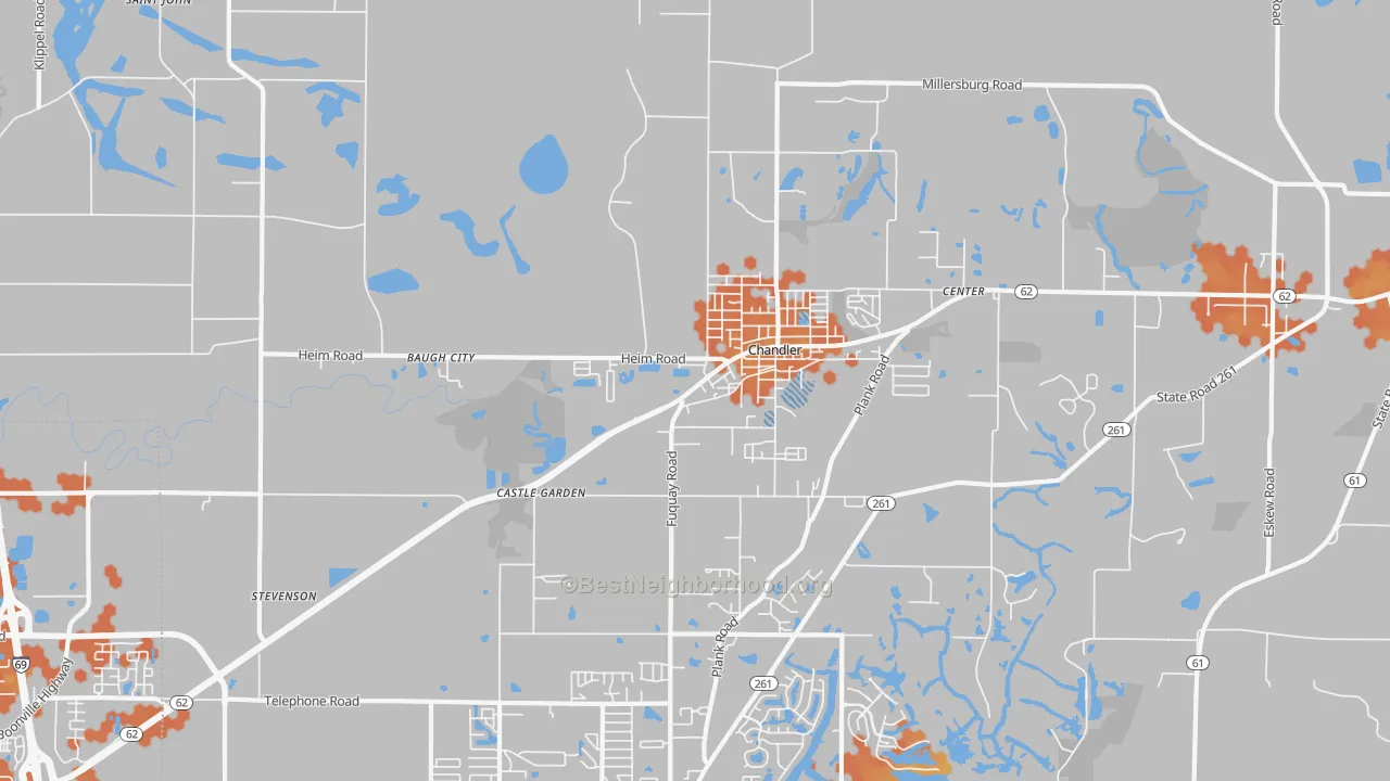 Bike Grade map of Chandler, IN