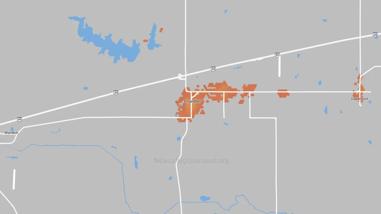 Bike Grade map of Chandler, OK