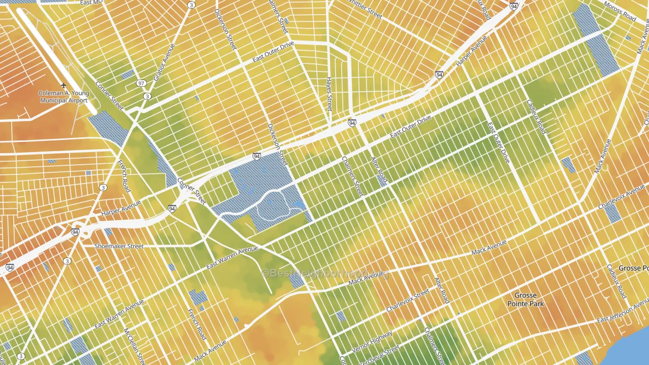 Bike Grade map of Chandler Park, Detroit, MI