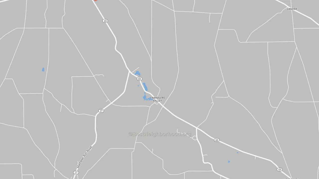 Bike Grade map of Chandlers Valley, PA
