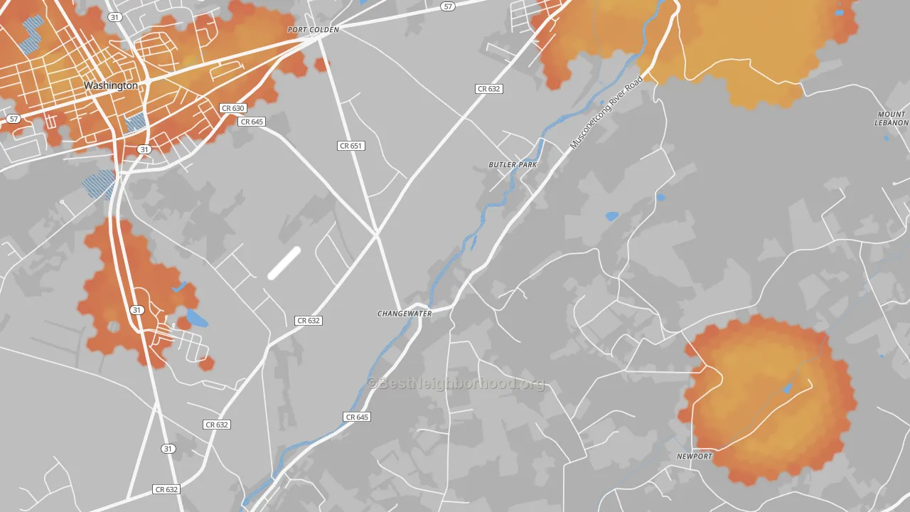 Bike Grade map of Changewater, NJ