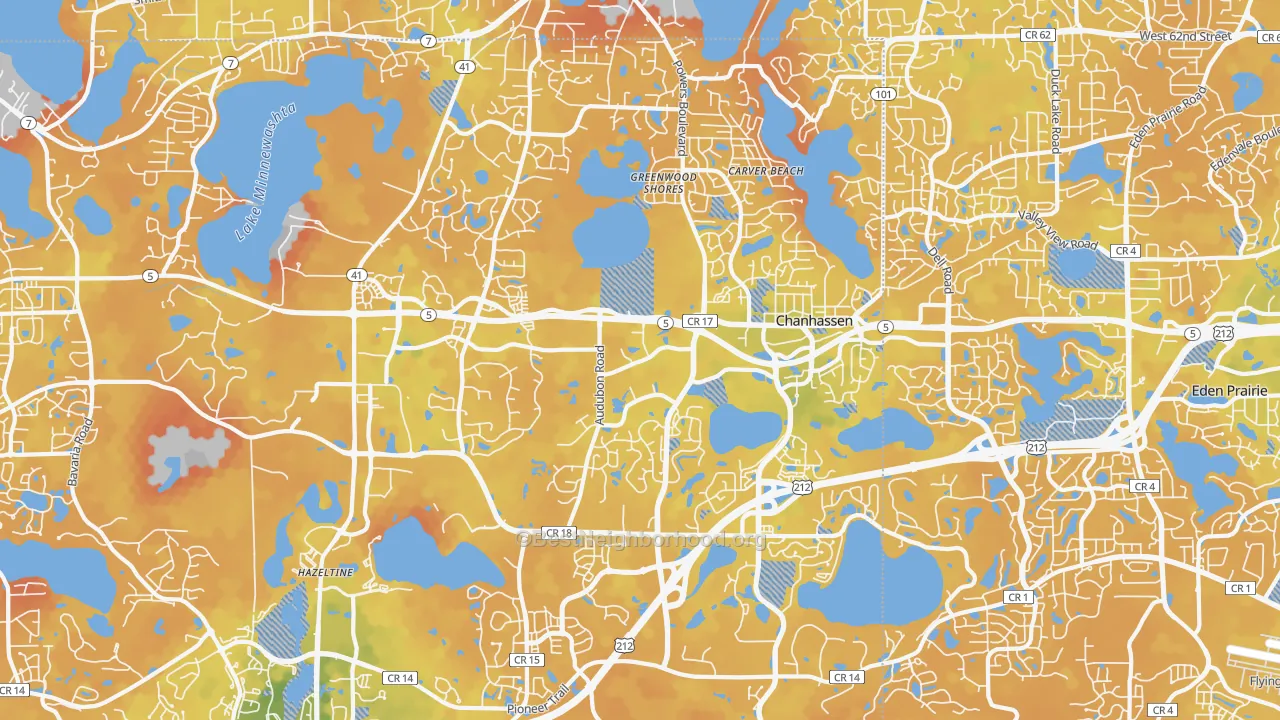 Bike Grade map of Chanhassen, MN