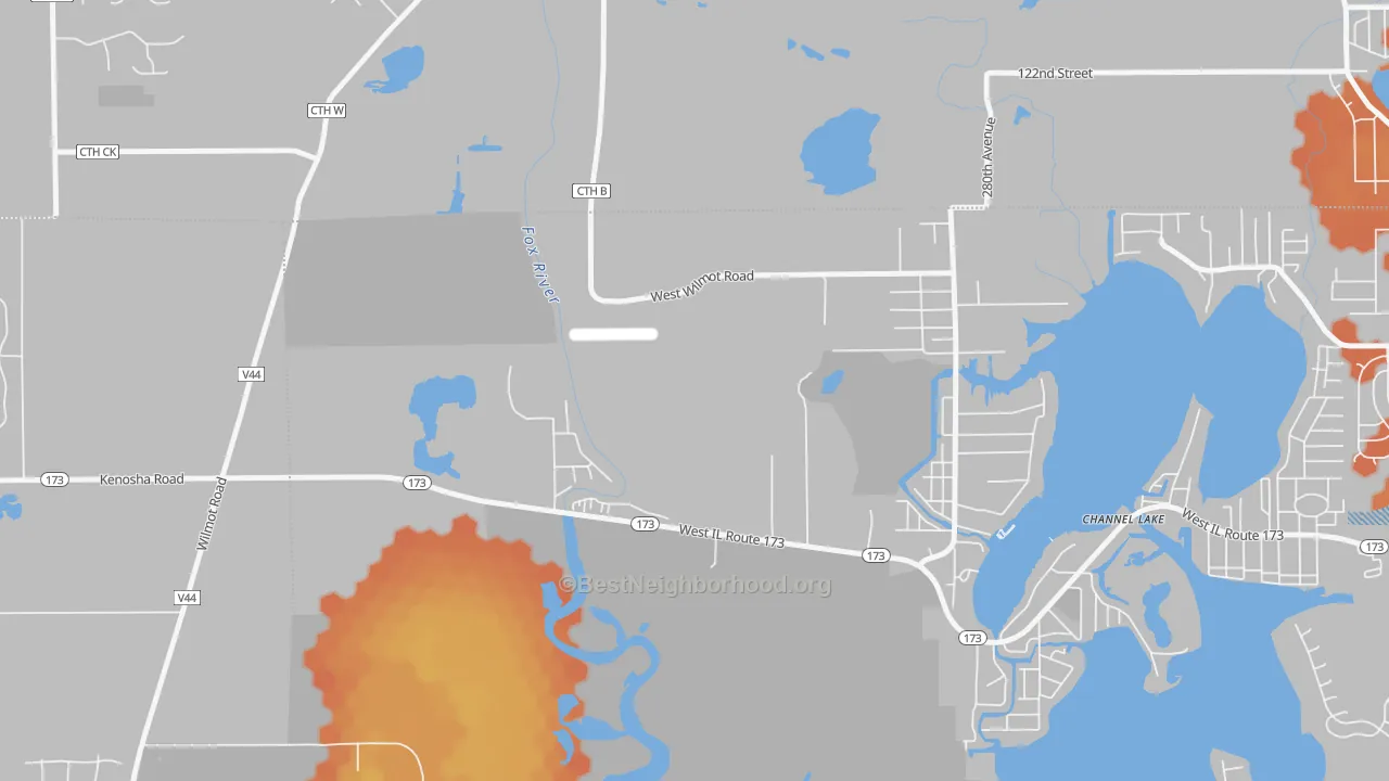 Bike Grade map of Channel Lake, IL
