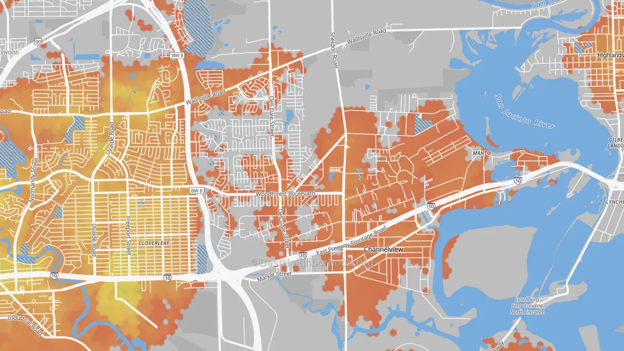 Bike Grade map of Channelview, TX