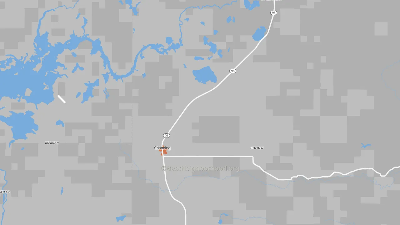 Bike Grade map of Channing, MI