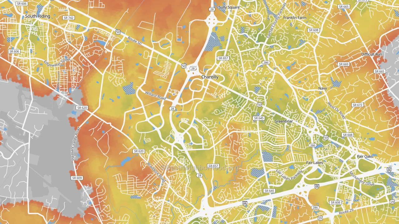 Bike Grade map of Chantilly, VA