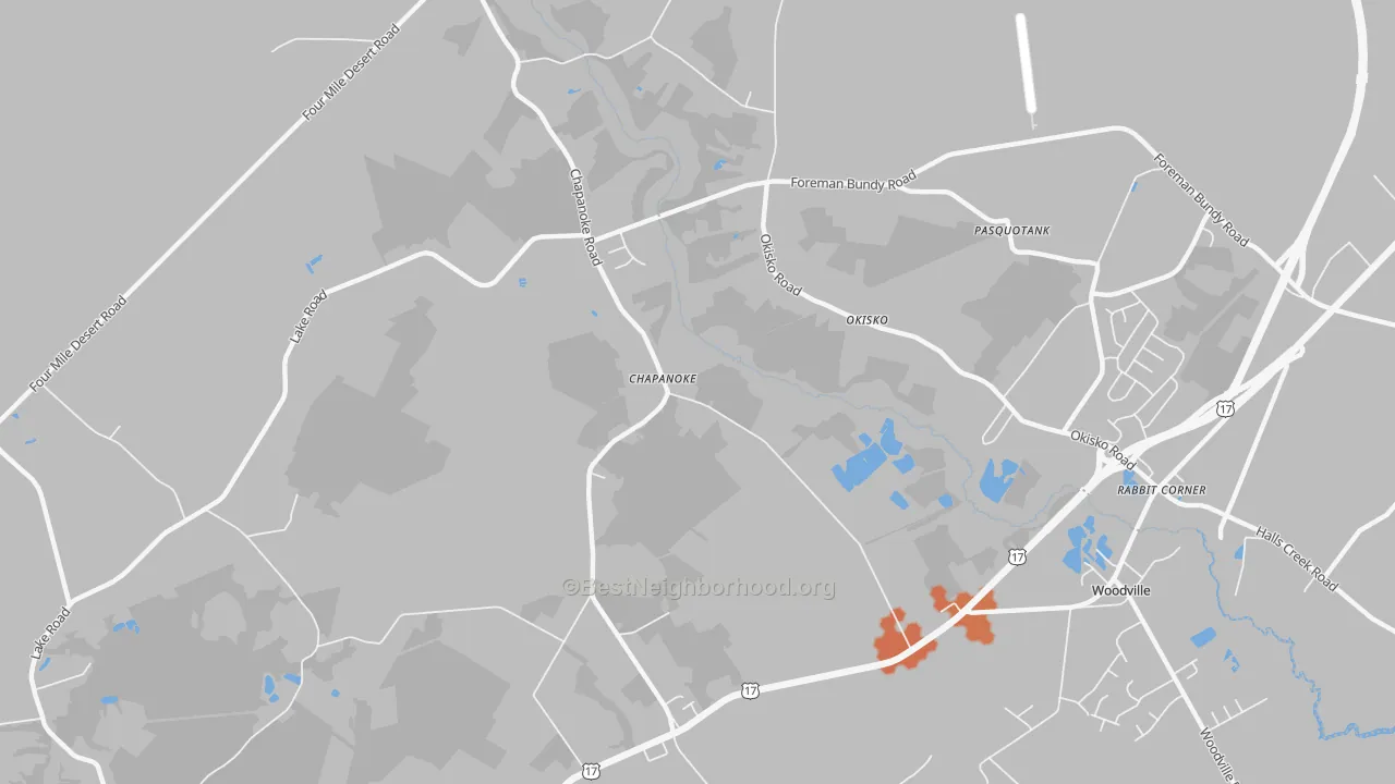 Bike Grade map of Chapanoke, NC