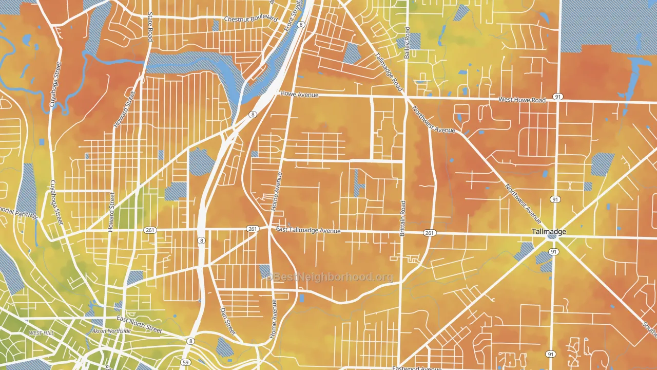 Bike Grade map of Chapel Hill, Akron, OH