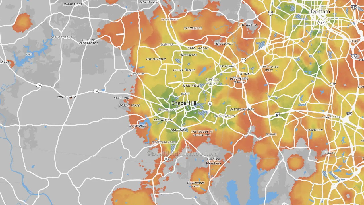 Bike Grade map of Chapel Hill, NC