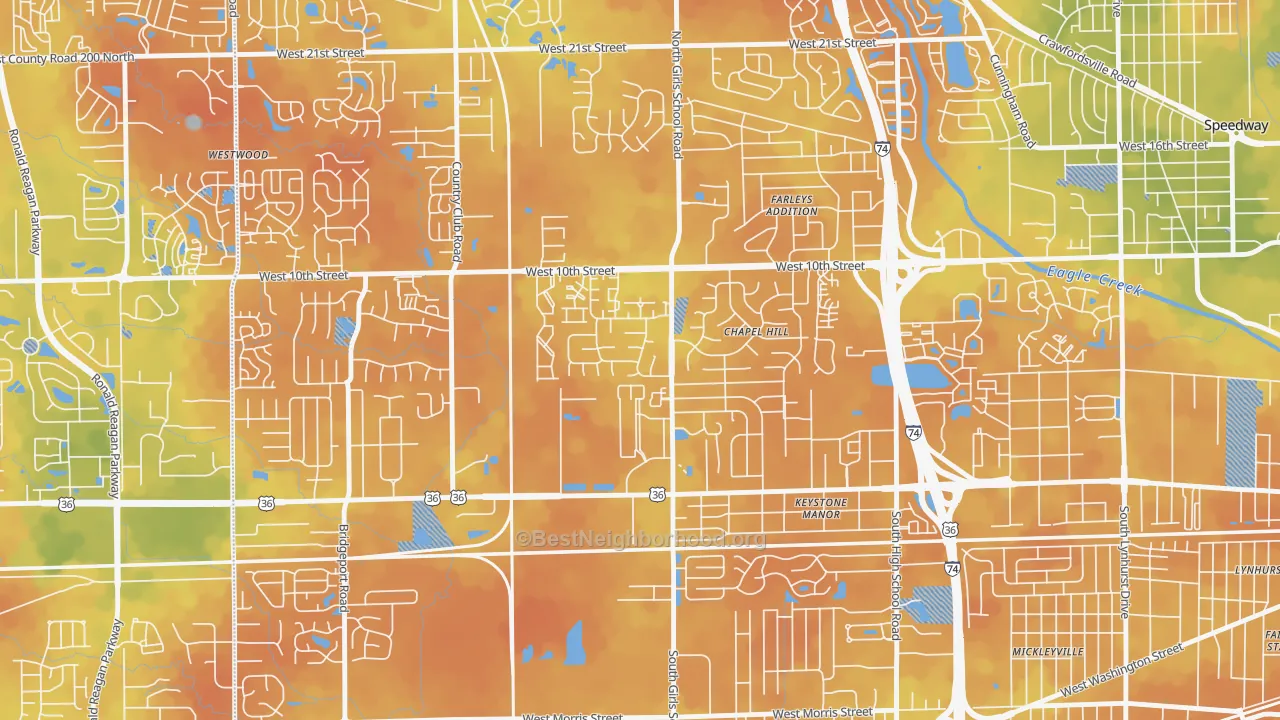 Bike Grade map of Chapel Hill Village, Indianapolis, IN