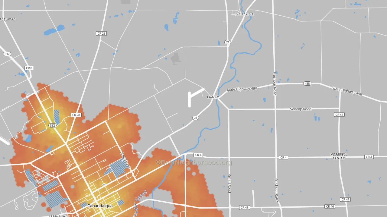 Bike Grade map of Chapin, NY