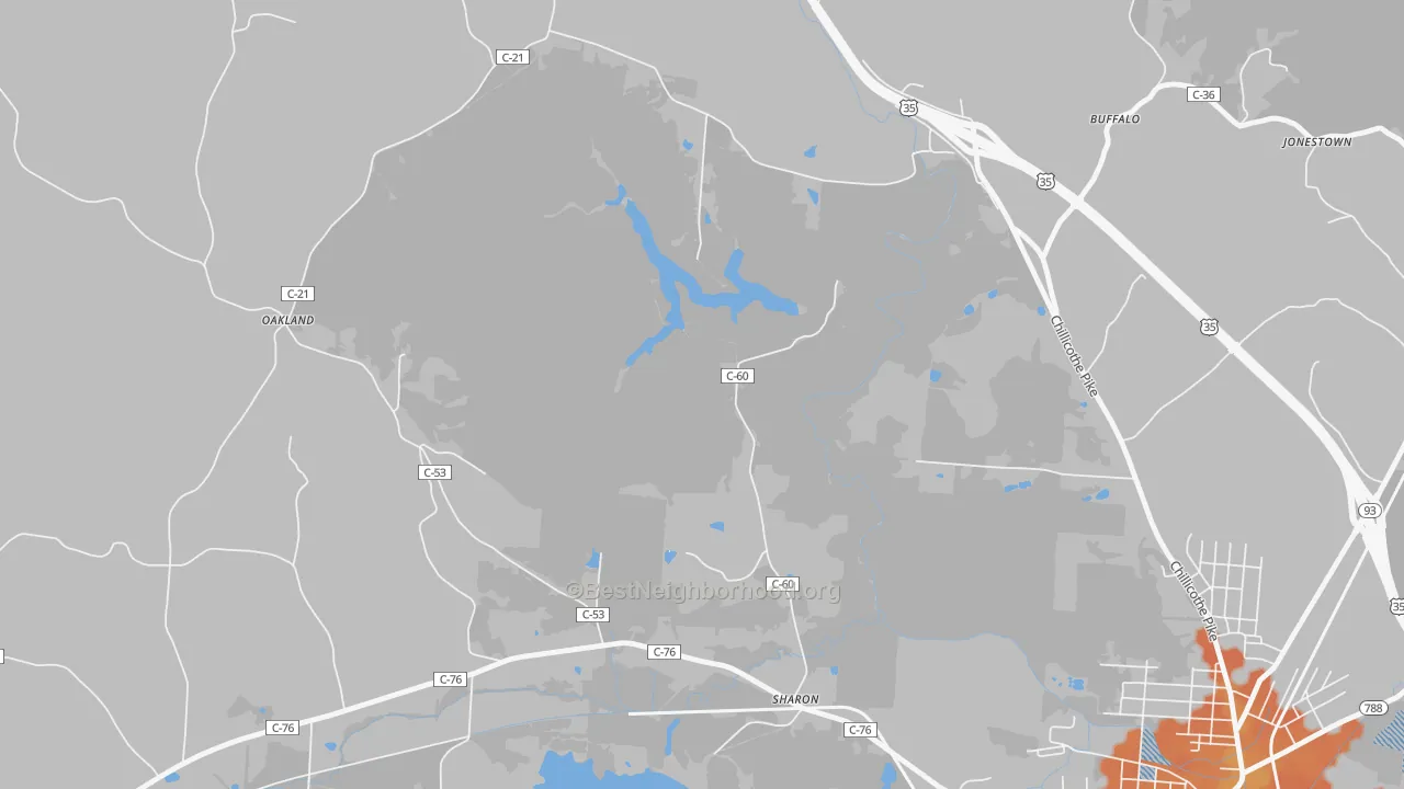 Bike Grade map of Chapmans, OH