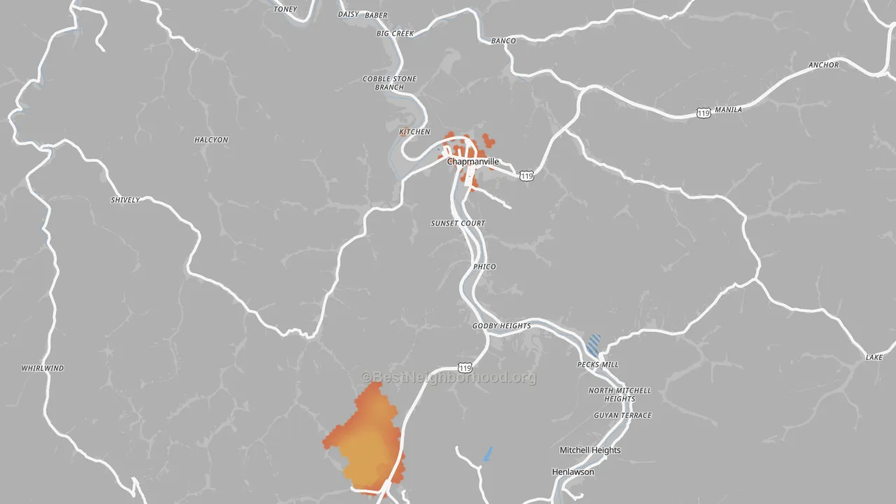 Bike Grade map of Chapmanville, WV