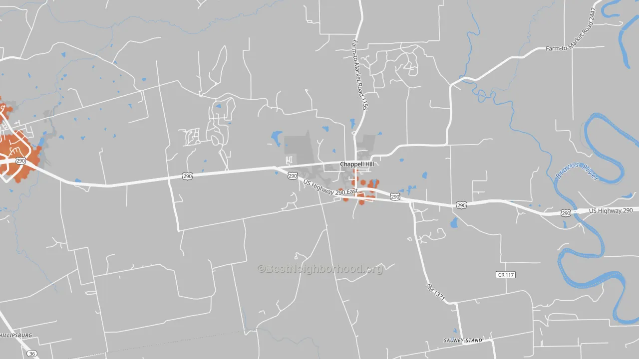 Bike Grade map of Chappell Hill, TX