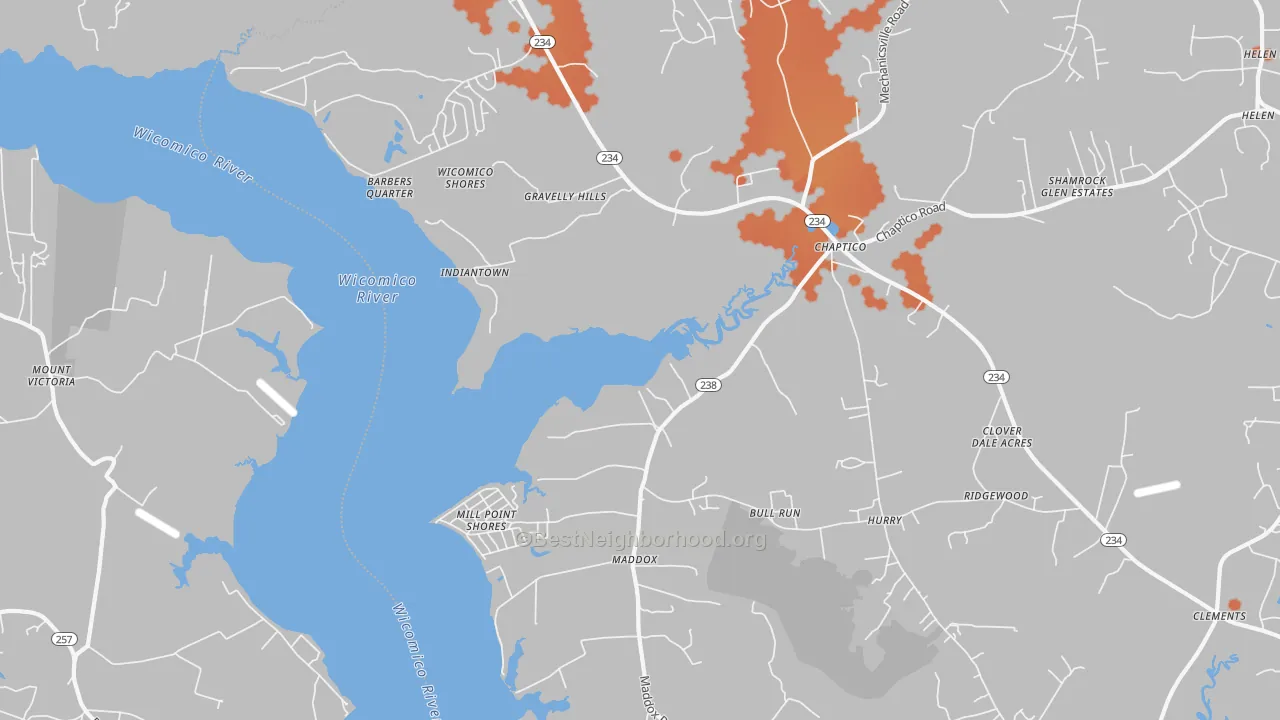 Bike Grade map of Chaptico, MD