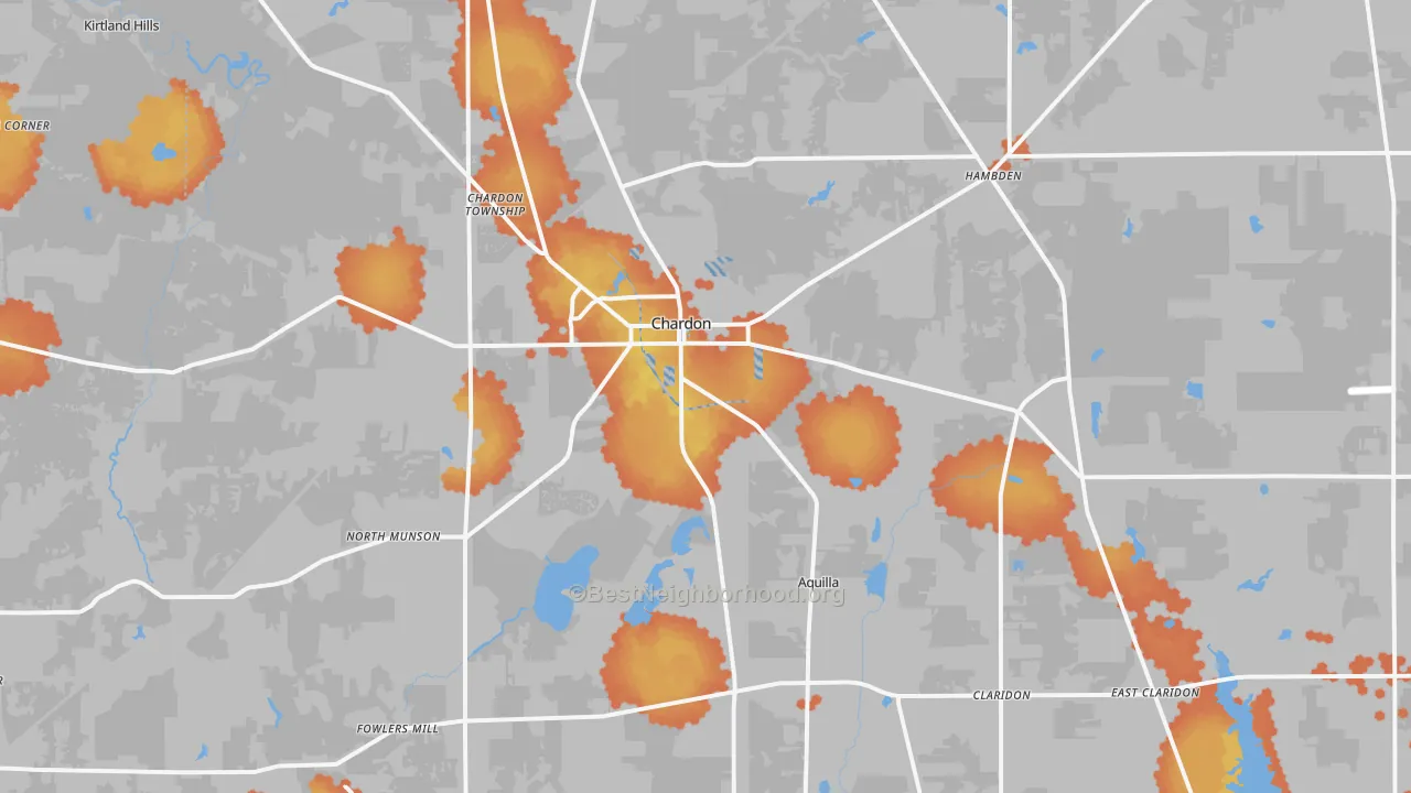 Bike Grade map of Chardon, OH