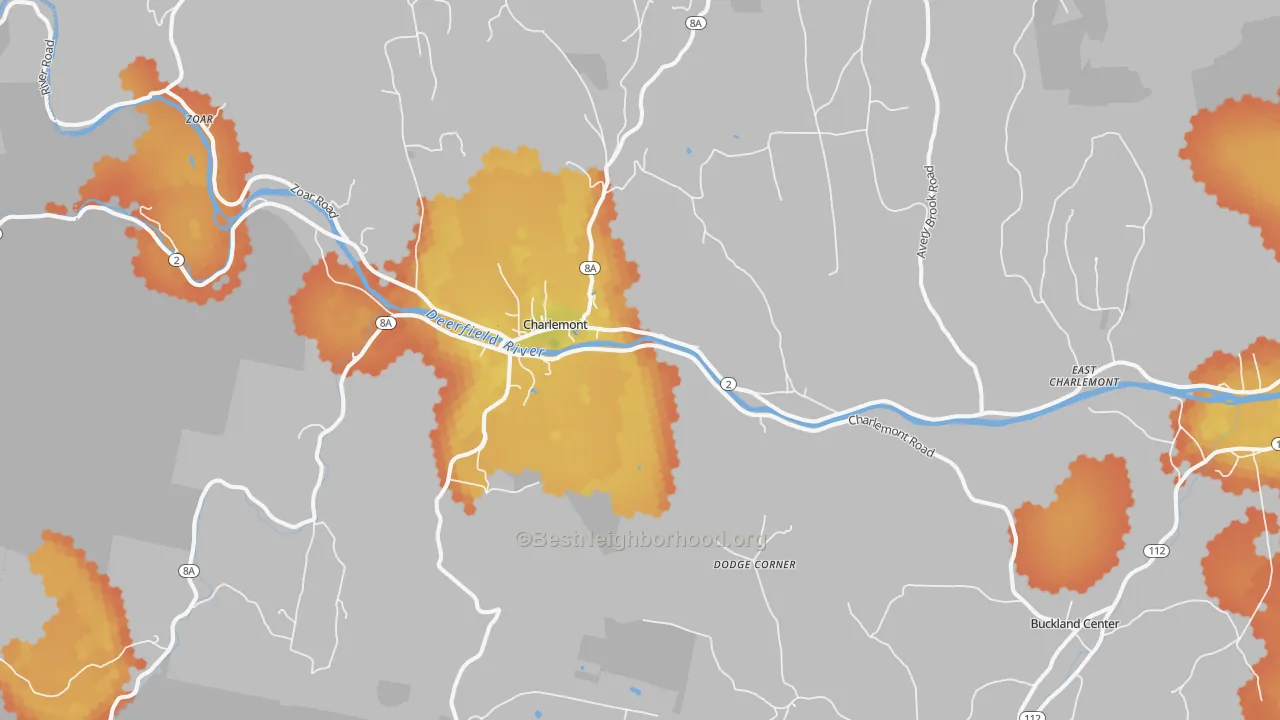Bike Grade map of Charlemont, MA
