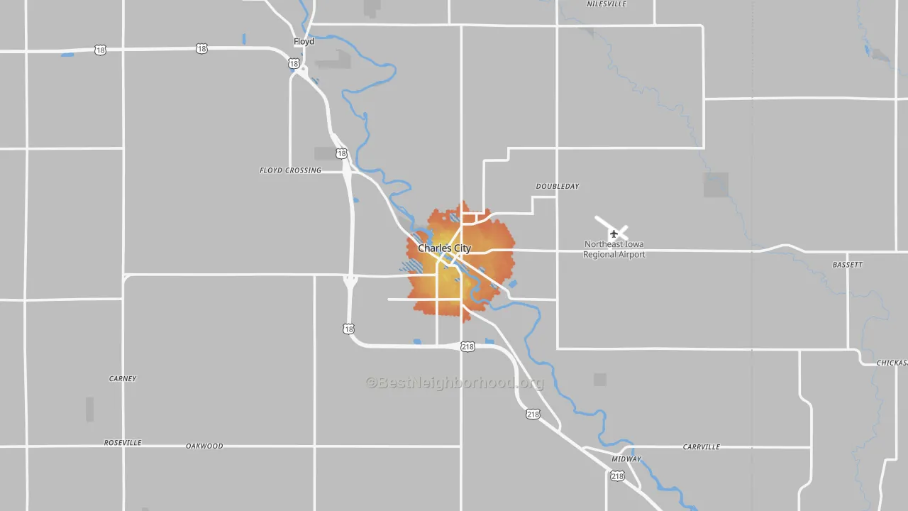 Bike Grade map of Charles City, IA
