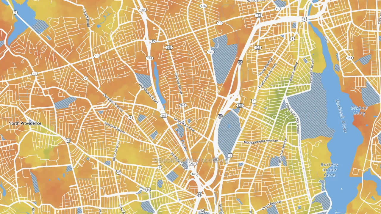 Bike Grade map of Charles, Providence, RI