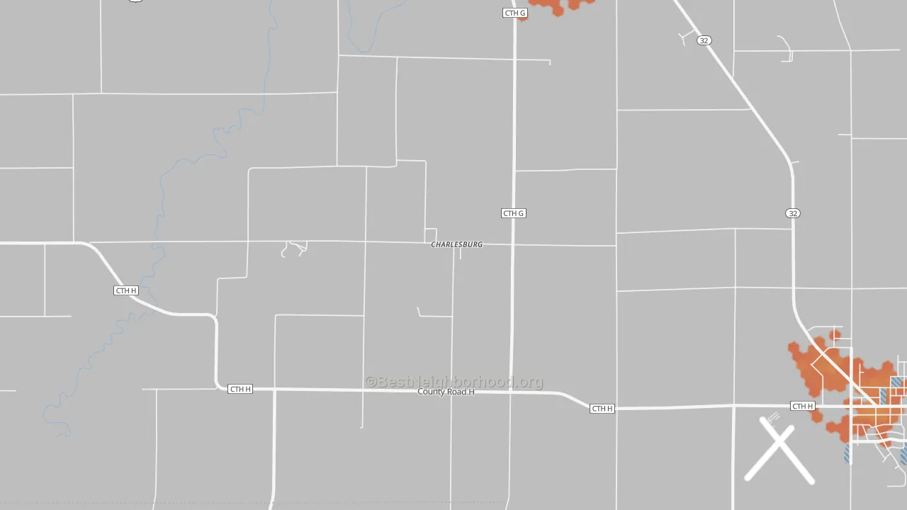 Bike Grade map of Charlesburg, WI