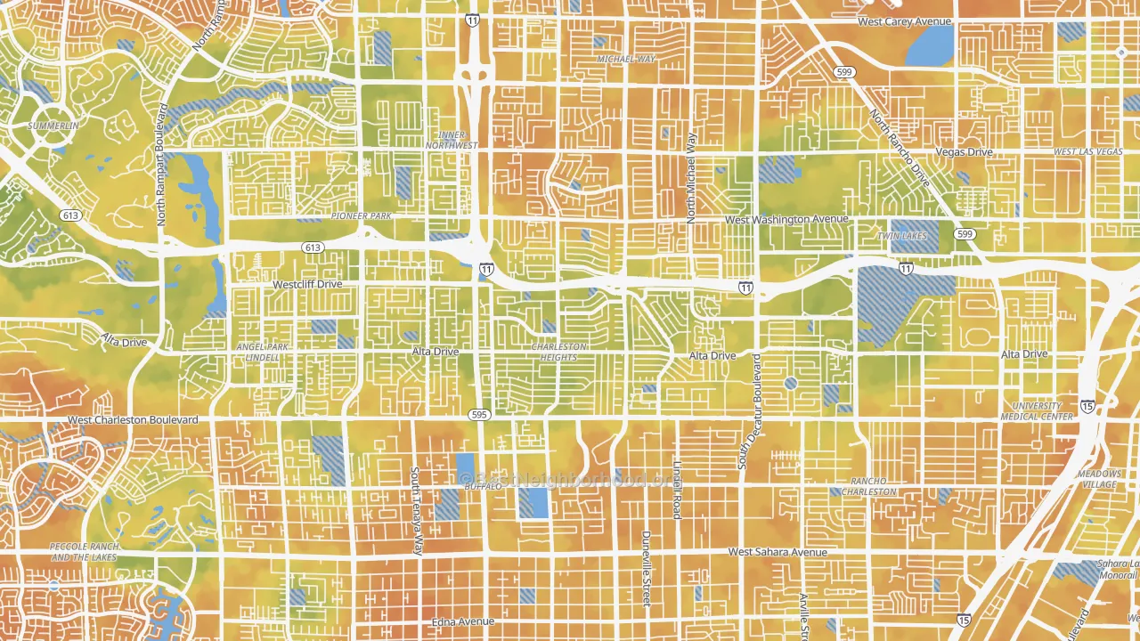 Bike Grade map of Charleston Heights, Las Vegas, NV