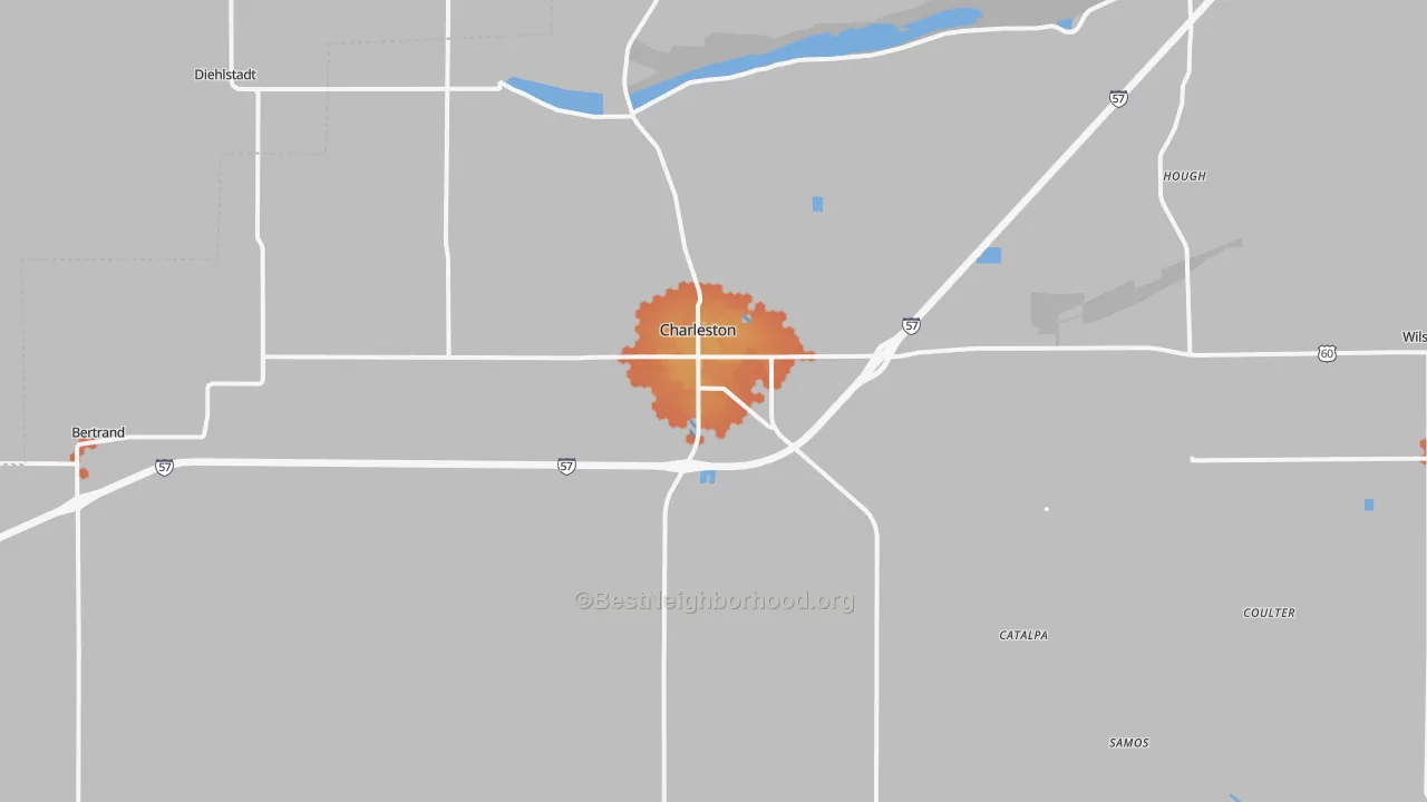 Bike Grade map of Charleston, MO