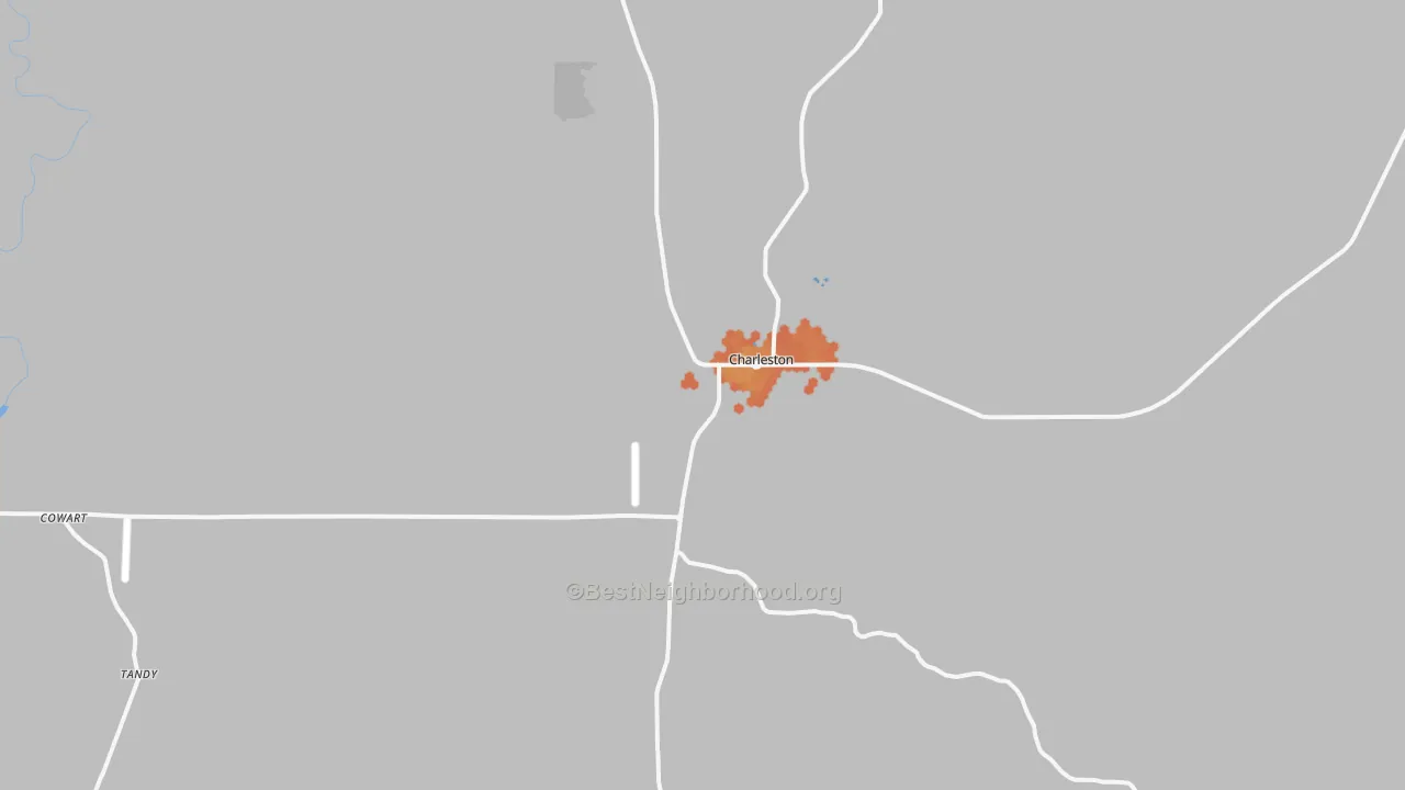 Bike Grade map of Charleston, MS