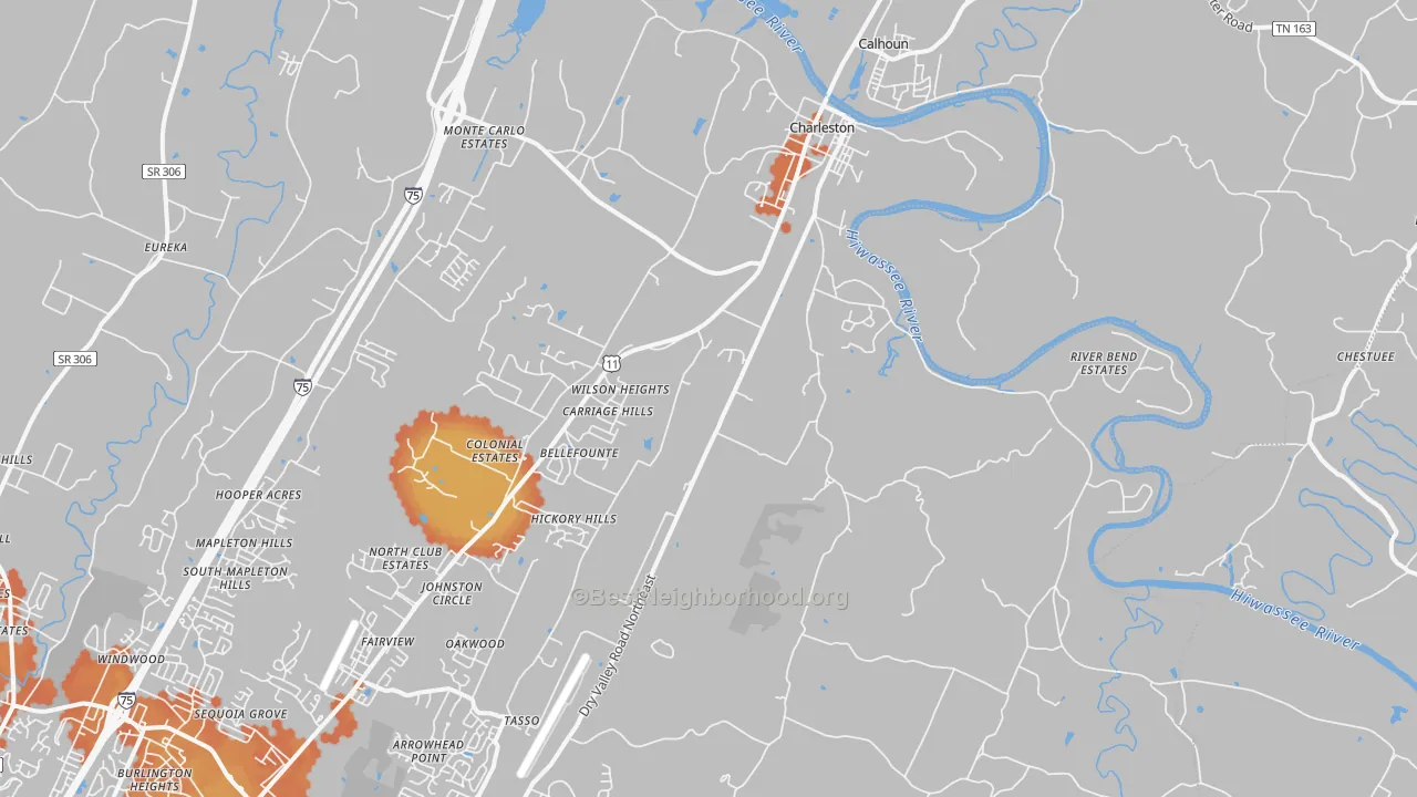 Bike Grade map of Charleston, TN