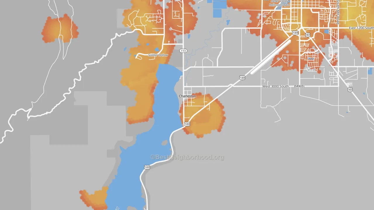 Bike Grade map of Charleston, UT