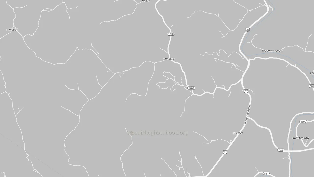 Bike Grade map of Charley, KY