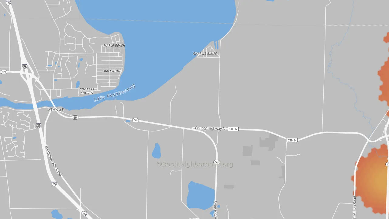 Bike Grade map of Charlie Bluff, WI