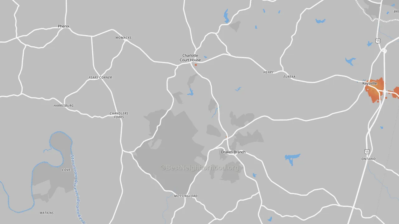 Bike Grade map of Charlotte County, VA