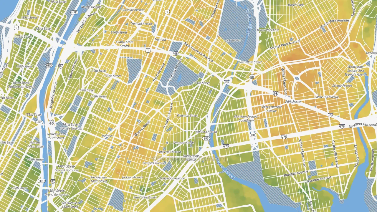 Bike Grade map of Charlotte Gardens, Bronx, NY