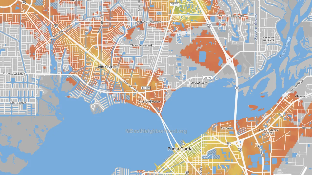 Bike Grade map of Charlotte Harbor, FL
