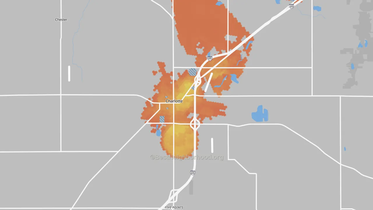 Bike Grade map of Charlotte, MI