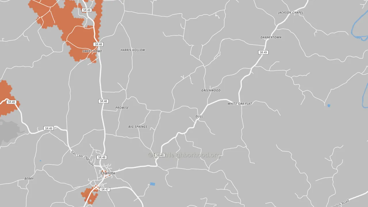 Bike Grade map of Charlotte, TN