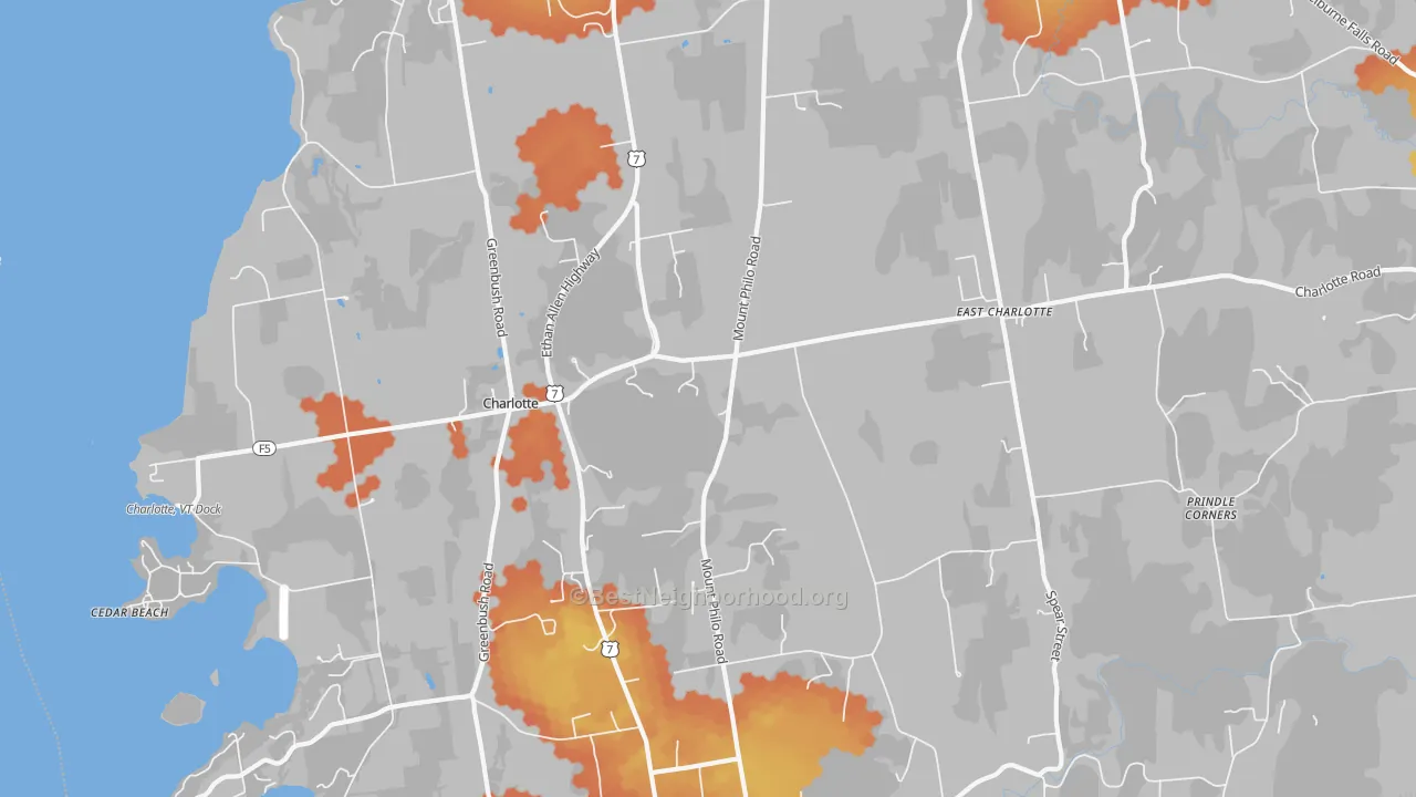 Bike Grade map of Charlotte, VT
