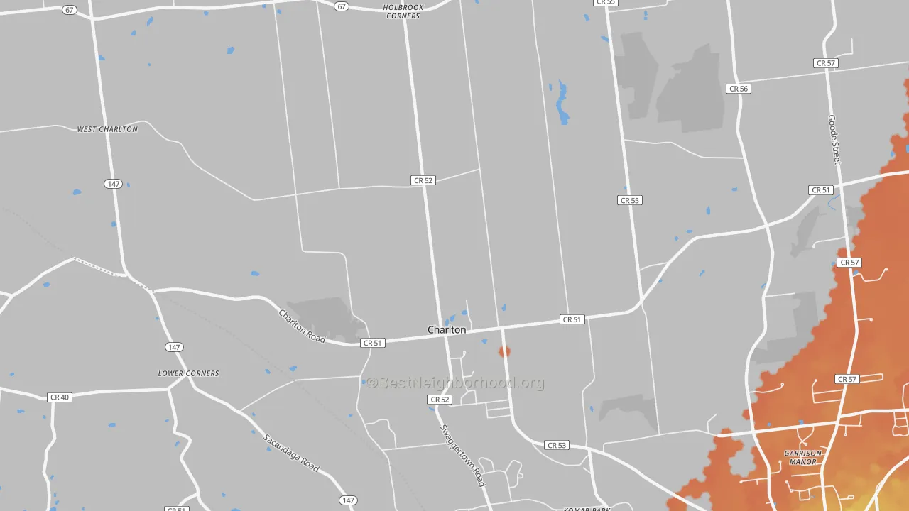 Bike Grade map of Charlton, NY