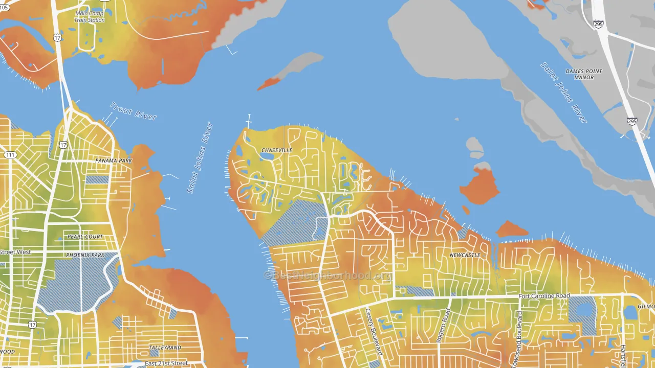Bike Grade map of Charter Point, Jacksonville, FL