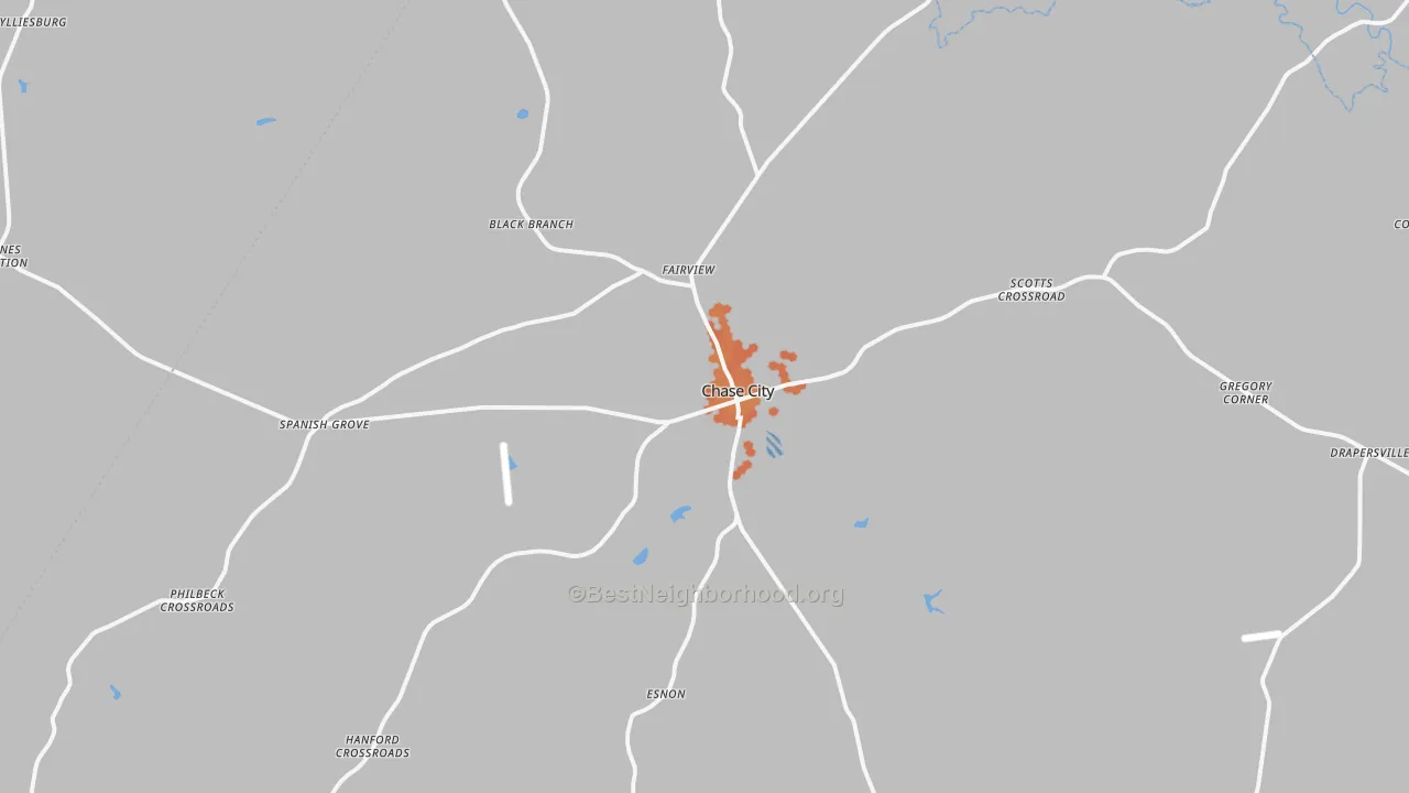 Bike Grade map of Chase City, VA