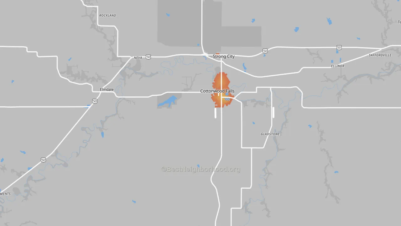Bike Grade map of Chase County, KS