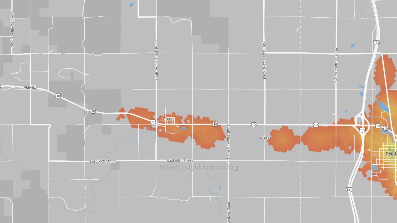 Bike Grade map of Chase, MI