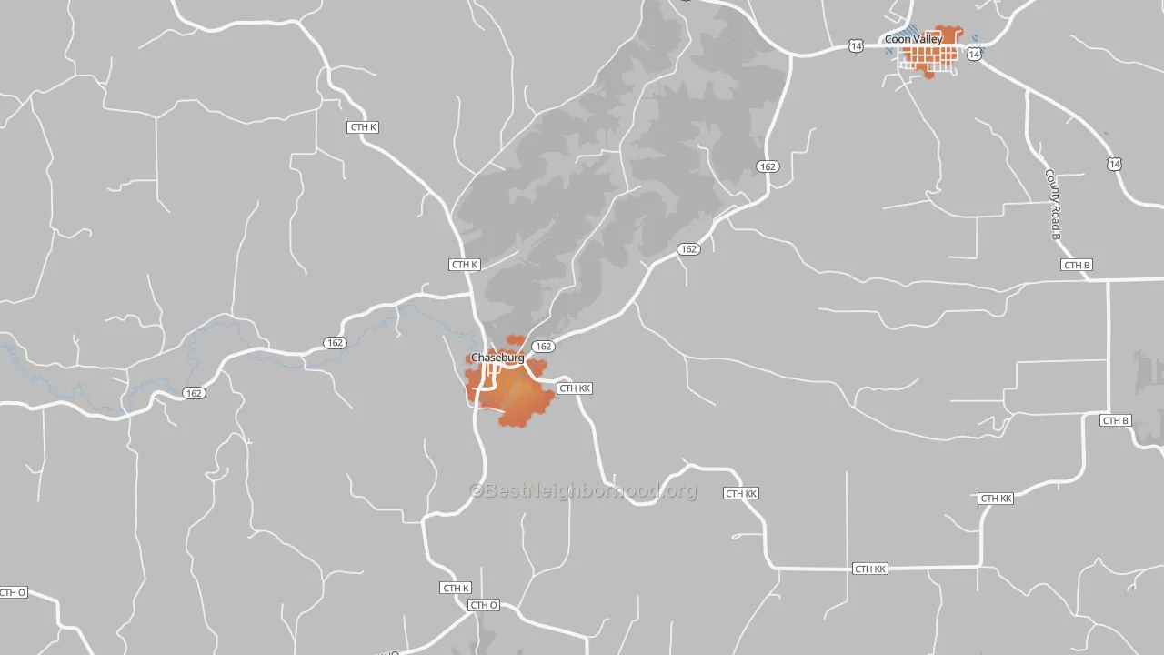 Bike Grade map of Chaseburg, WI