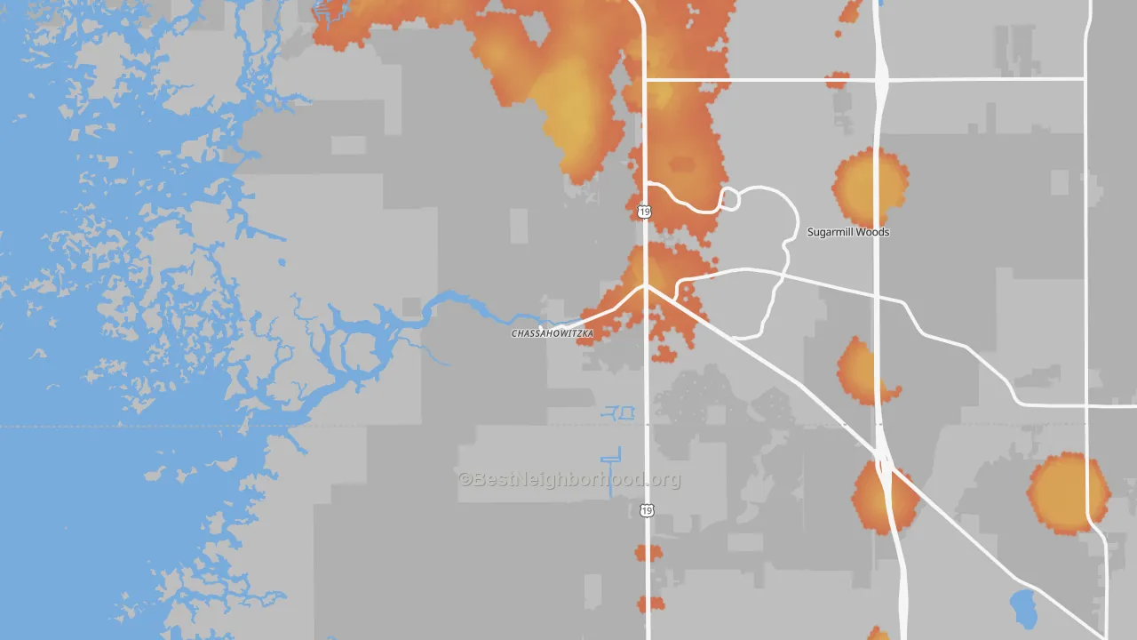 Bike Grade map of Chassahowitzka, FL