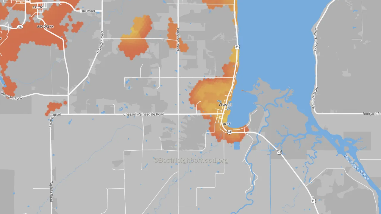 Bike Grade map of Chassell, MI
