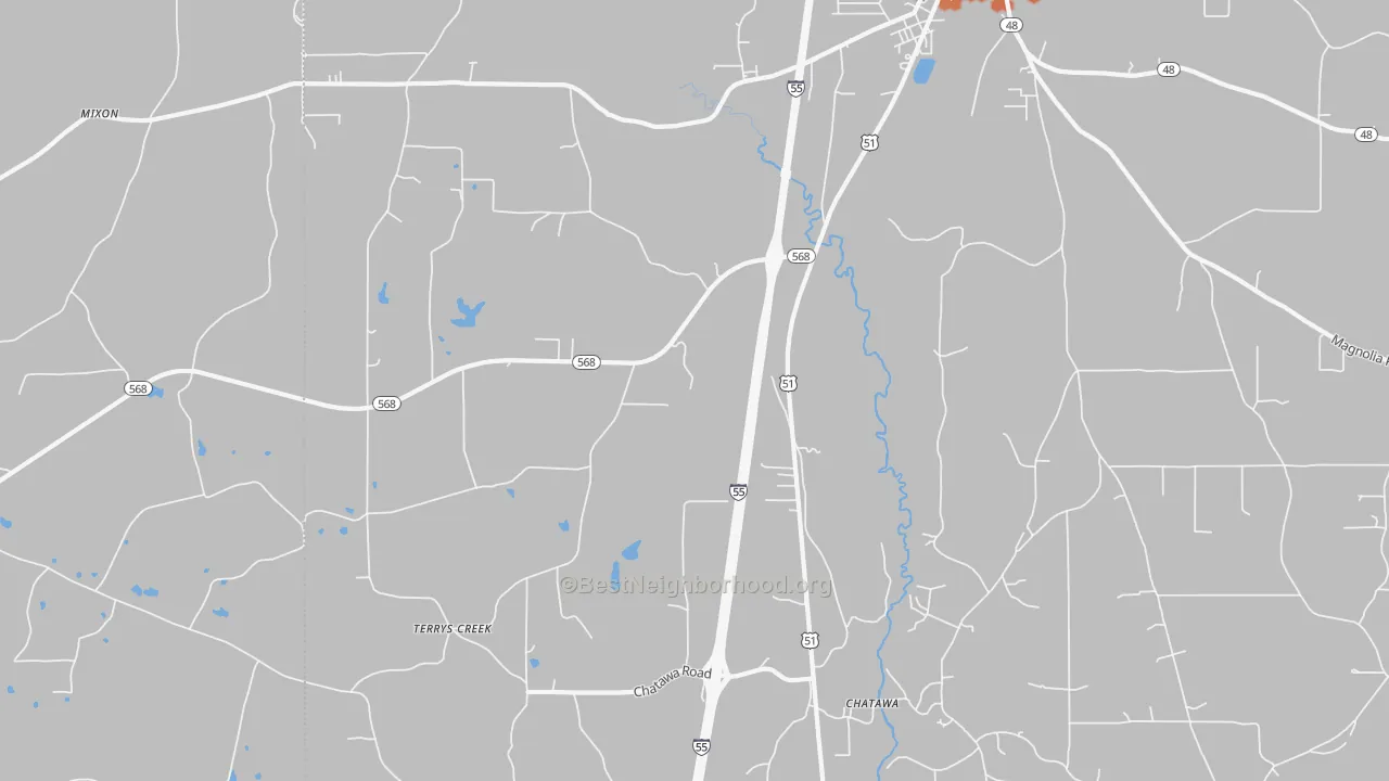Bike Grade map of Chatawa, MS