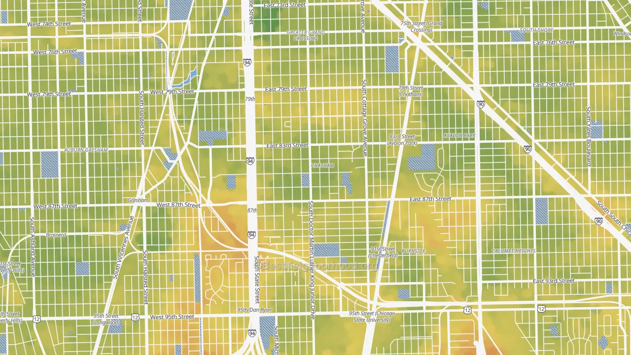 Bike Grade map of Chatham, Chicago, IL
