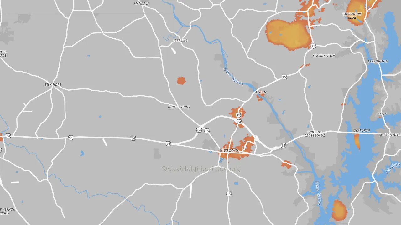Bike Grade map of Chatham County, NC