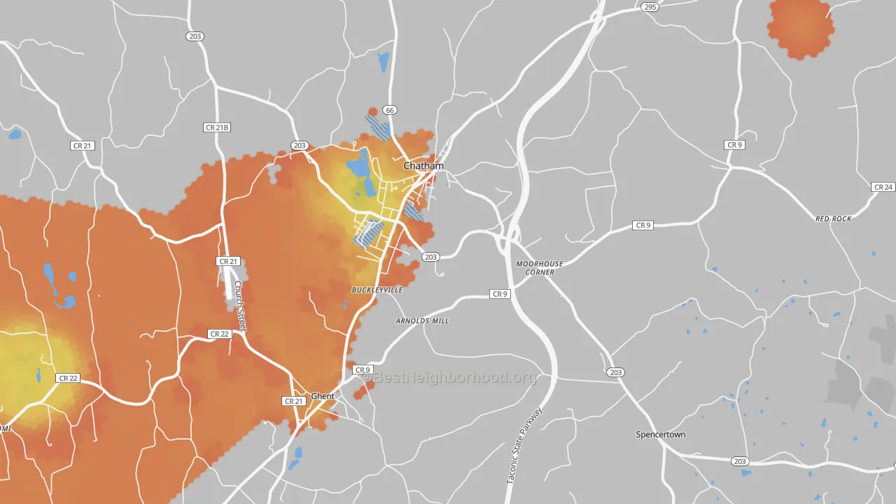 Bike Grade map of Chatham, NY