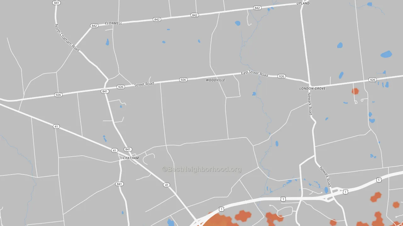 Bike Grade map of Chatham, PA